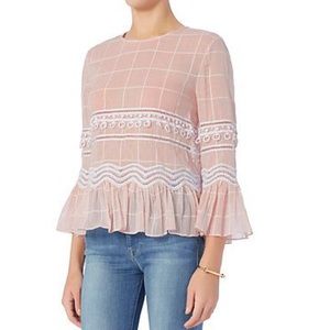 Jonathan Simkhai Embroidered Grid Trumpet Top Pink